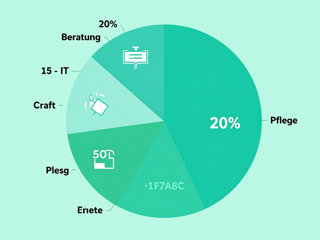 Infografik Top-Jobsektoren für Aktivrente: Beratung, Pflege, Lehre mit Anteilen